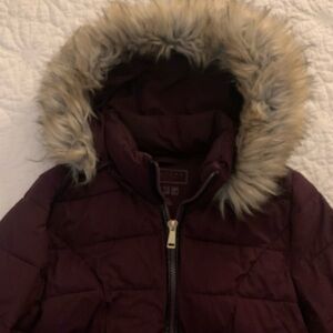 Laundry by Shelli Segal Long Women’s Winter Puffer Coat in Burgundy